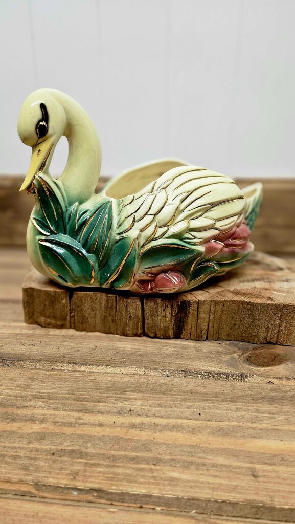 Vintage Ungemach Pottery (Roseville, OH) Set of 3 swan planters