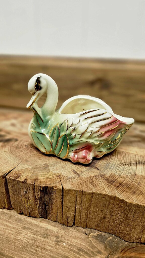 Vintage Ungemach Pottery (Roseville, OH) Set of 3 swan planters